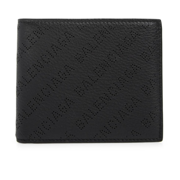 BALENCIAGA Perforated Logo Leather Bifold Wallet - Picture 1 of 8